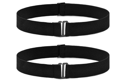 2Pcs Adjustable Stretch Belt Invisible Elastic Waistband for Pants Jeans -Black
