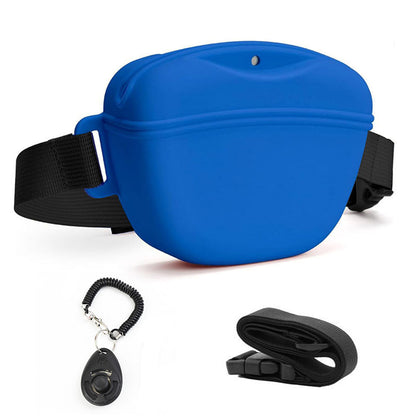 Dog Treat Pouch With Training Clicker Pet Silicone Training Treat Bag Pouch-Blue