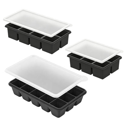 3 Pack Silicone Ice Cube Trays -Black