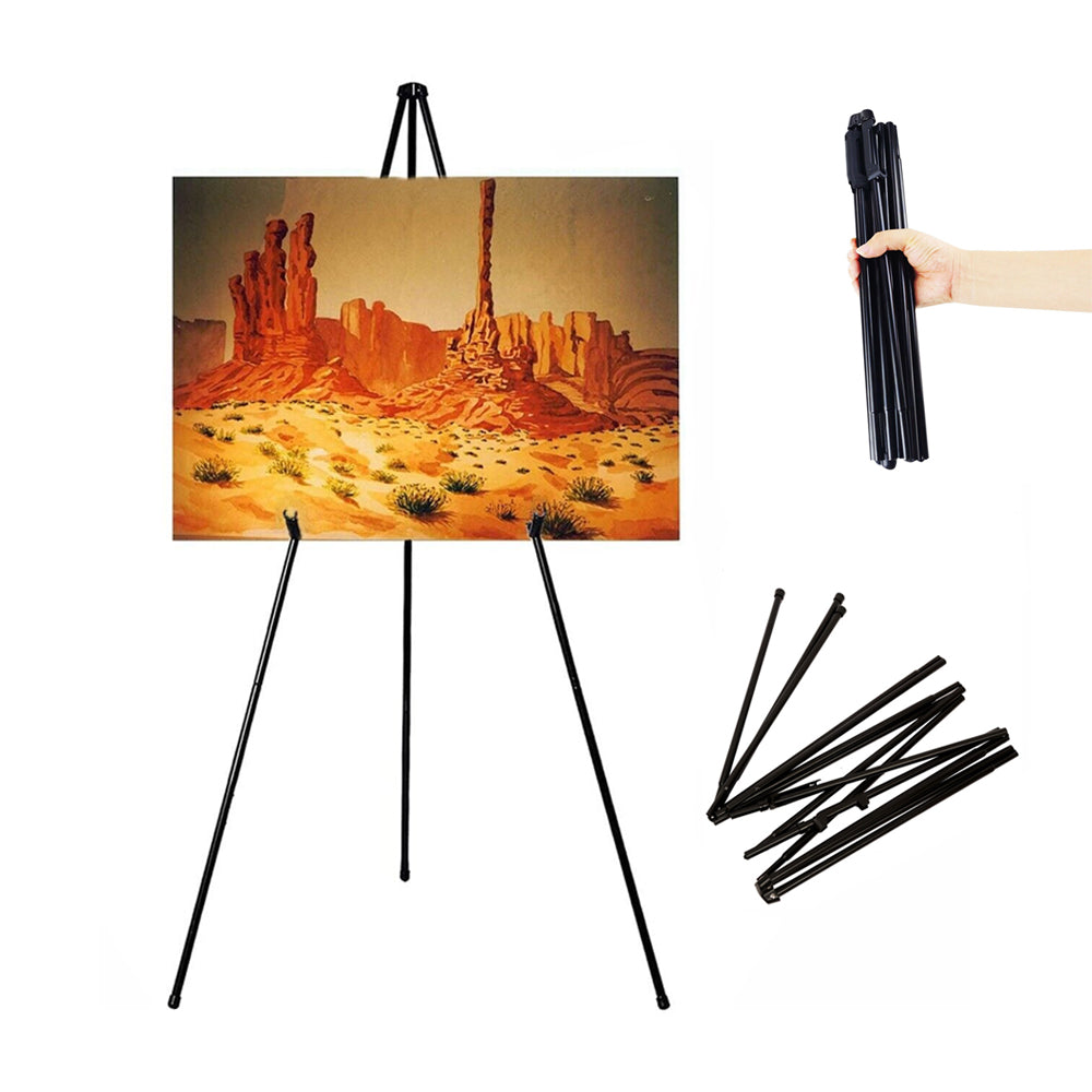 Metal Folding Easel Stand Portable Tripod Display Stand Floor Poster Easel Stand Black