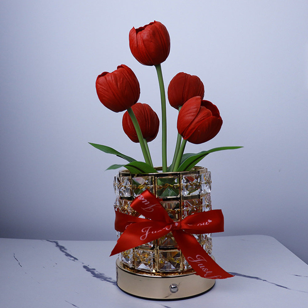 Tulip Flower Lamp Valentine¡¯s Day Gifts 3 Color Dimming Night Light -Red