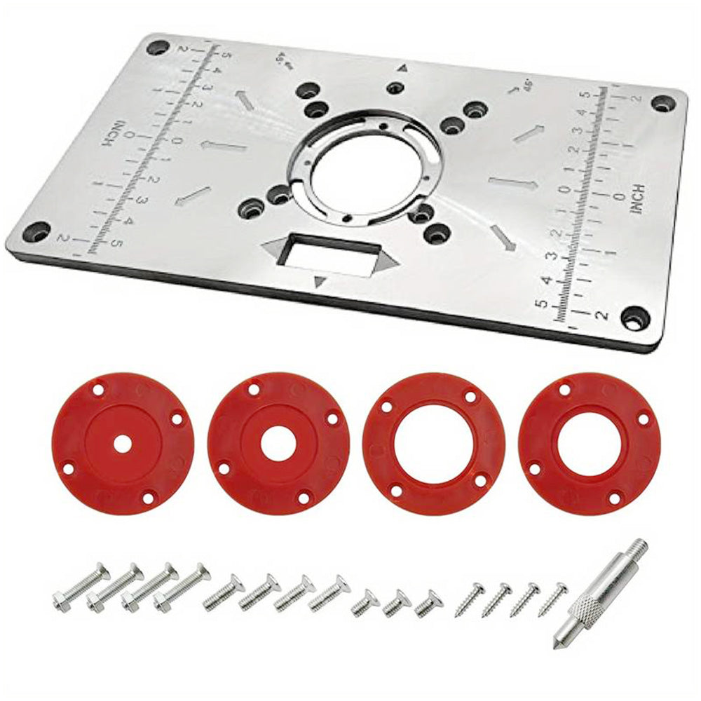 Router Table Insert Plate Set Compatible with Routers Aluminum Alloy Trimming Machine Woodworking Engraving Tool