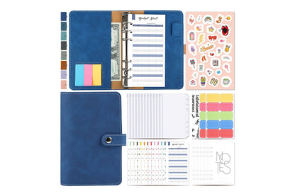 A6 Budget Binder With 12Pcs Zipper Envelopes Money Organizer For Cash Budget Binder-Blue