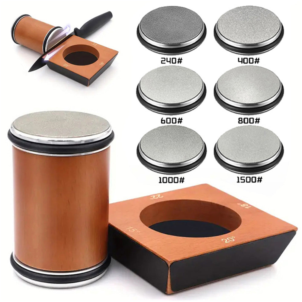 4-Angle Rolling Knife Sharpener with 6 Grit Discs Brown