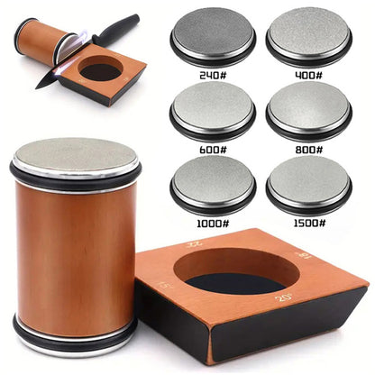 4-Angle Rolling Knife Sharpener with 6 Grit Discs Brown