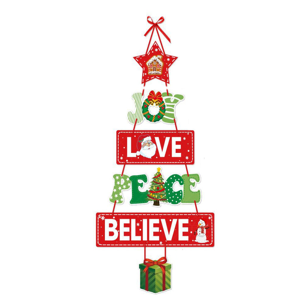 6Pcs Christmas Hanging Door Sign Welcome Sign for Front Door Xmas Party Decorations