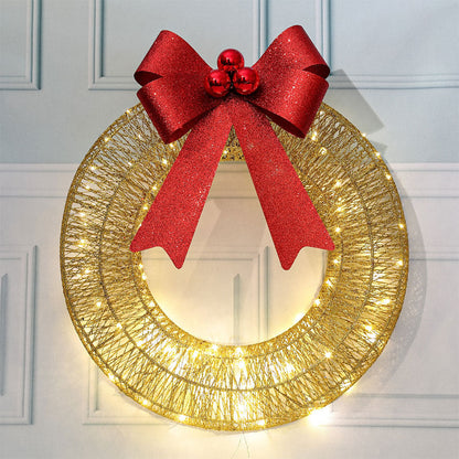 Christmas Hanging Wreath Festive Artificial Garland Decoration Gold