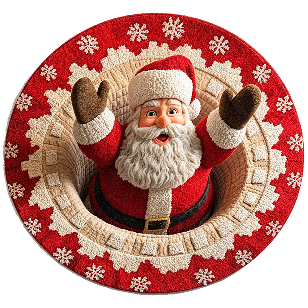 3D Quilted Christmas Polyester Velvet Floor Mat - Santa Claus
