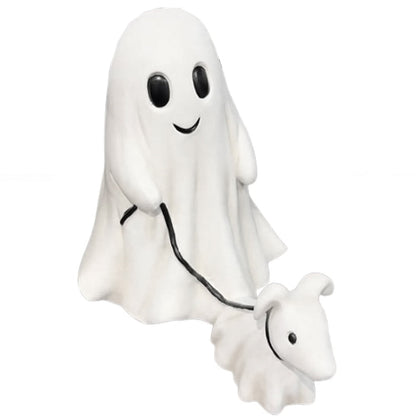 2Pcs Halloween Ghost Walking Dog Statue Ghost Ornament Decor for Yard Garden Corridor