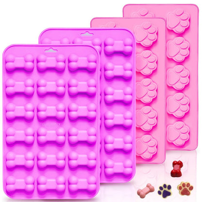 4Pcs Cat Paw and Bone Dog Treat Molds Silicone Molds for Chocolate Candy Jelly