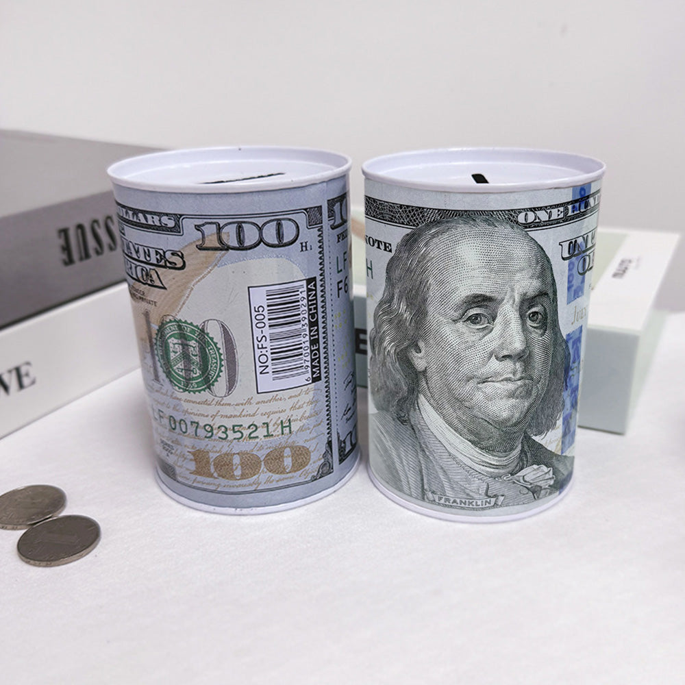 2Pcs Money Savings Piggy Bank Bill Coin Saver Tin
