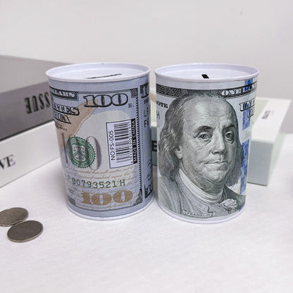 2Pcs Money Savings Piggy Bank Bill Coin Saver Tin