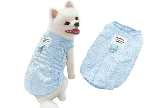 Sherpa Fleece Dog Jumper Sweater with D-Ring - Blue