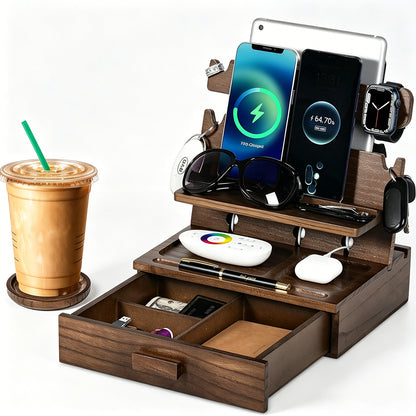 Phone Charging Station and Nightstand Organizer