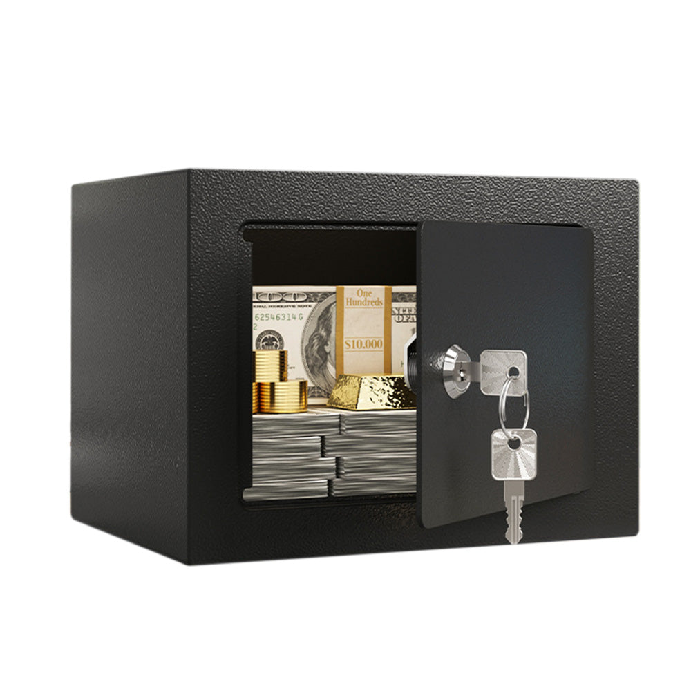 Small Safe Box with Key Lock Mini Security Safe for Money Cash Jewelry-Black