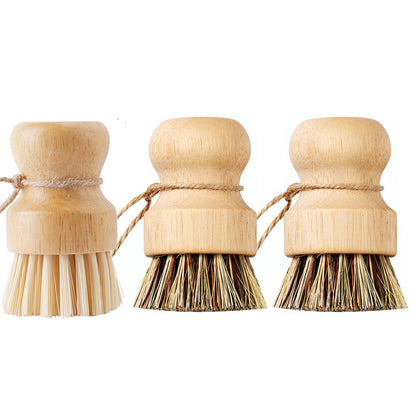 3PCS Bamboo Round Mini Dish Brushes ¨C Natural Cleaning Kitchen Scrubber Set