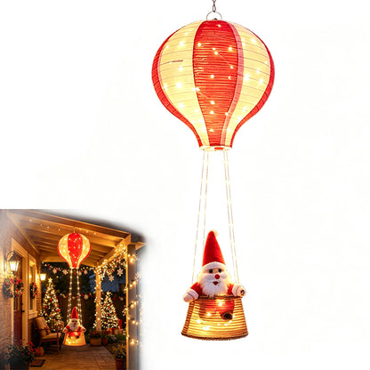 Christmas Santa Claus Hot Air Balloon with Light String - Warm Light