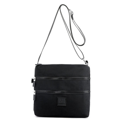 Multipockets Zipper Crossbody Purses Casual Nylon Shoulder Bag for Women Daily Handbag Black