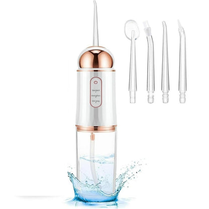 Electric Water Flosser for teeth with 4 Jet Tips Portable Floss Irrigation Cleaner-White
