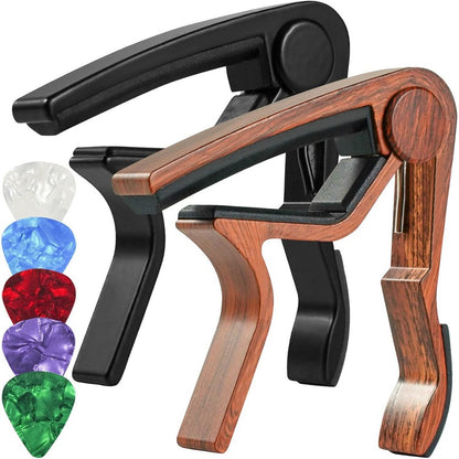 Guitar Capos with 5 Guitar Picks for Acoustic Electric Bass Guitar Ukulele