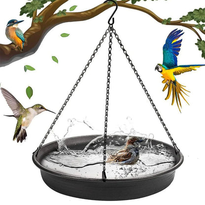 Large Capacity Waterproof Hanging Bird Feeder Attracting Birds for Garden Yard Black