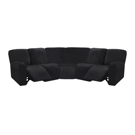 5-Seat Corner Sofa Cover Anti Slip Covers Recliner Corner Sofa Protector Black