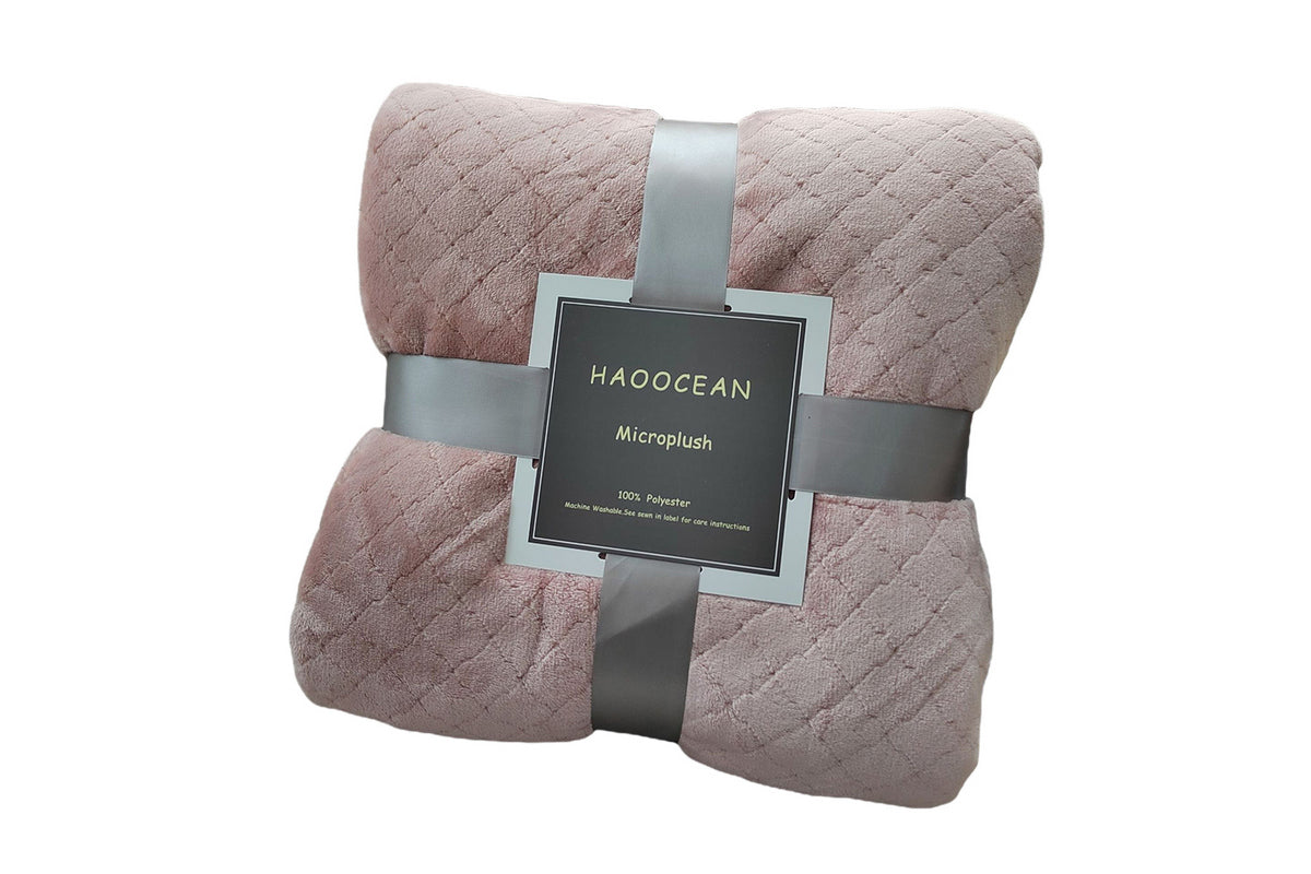 Soft Fuzzy Flannel Throw Blanket for Couch Sofa Bed and Office Napping-Pink