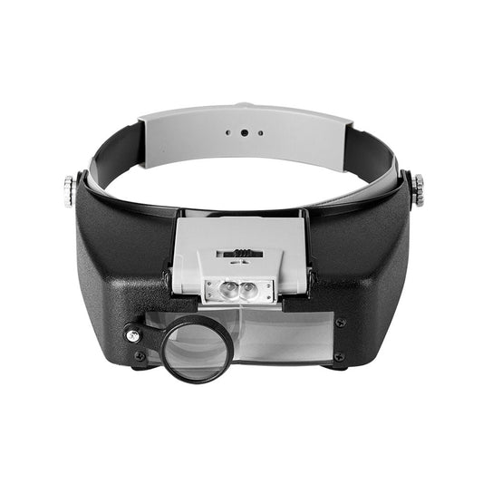 Magnifying Glass Lens with LED Light Lamp Visor Head Loupe Jeweler Headworn Magnifier