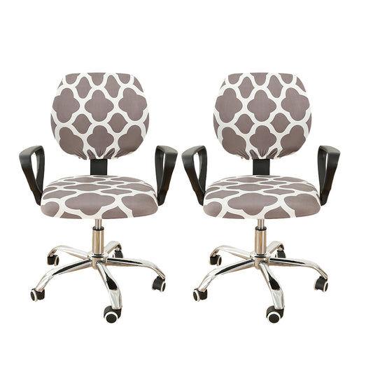 2 Set of 2 Pieces Stretch Split Office Chair Cover Printed Computer Office Chair Covers-Style 1