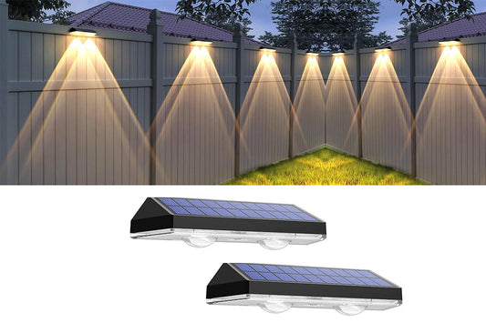 2Pcs Solar Fence Lights Outdoor Solar Lights Outdoor Waterproof for Backyard Railing -3 White Light Modes