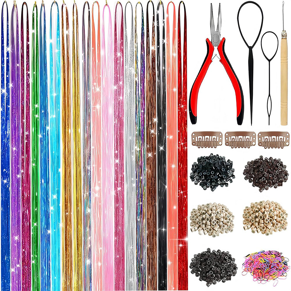 18 Colors Rainbow Hair Extensions Braiding Kit Styling Set