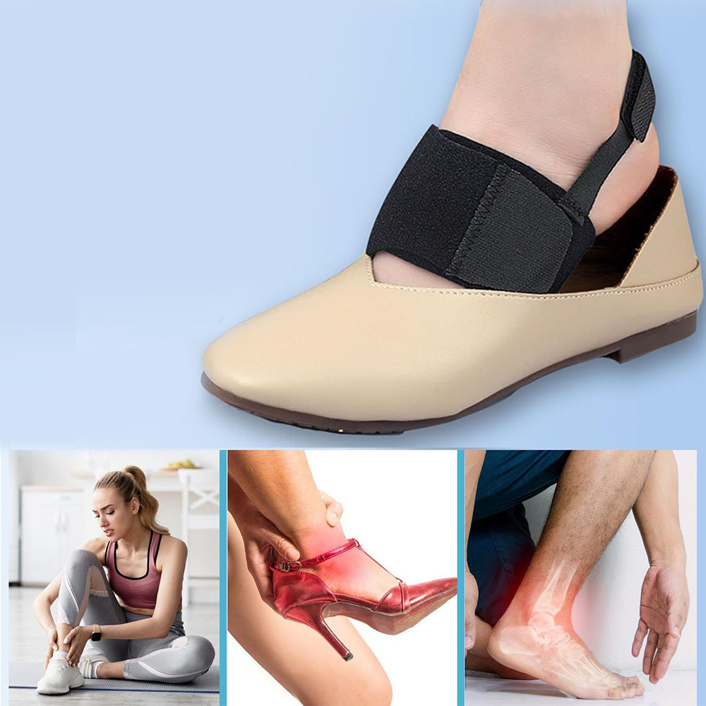 Pair of Wearable Arch Support Braces Adjustable Anti-Slip Bands for Flat Feet Plantar Fasciitis Black