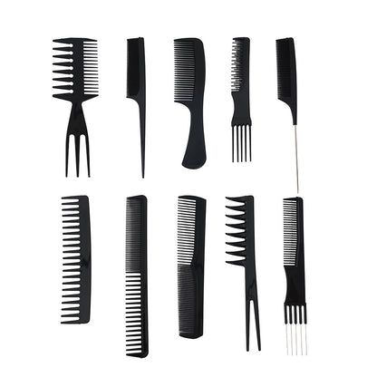 10Pcs Hair Brush Set with PVC Storage Box for Barbershop Salon and Home Use