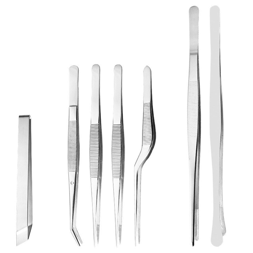 7Pcs Stainless Steel Kitchen Cooking and Plating Tweezers Set