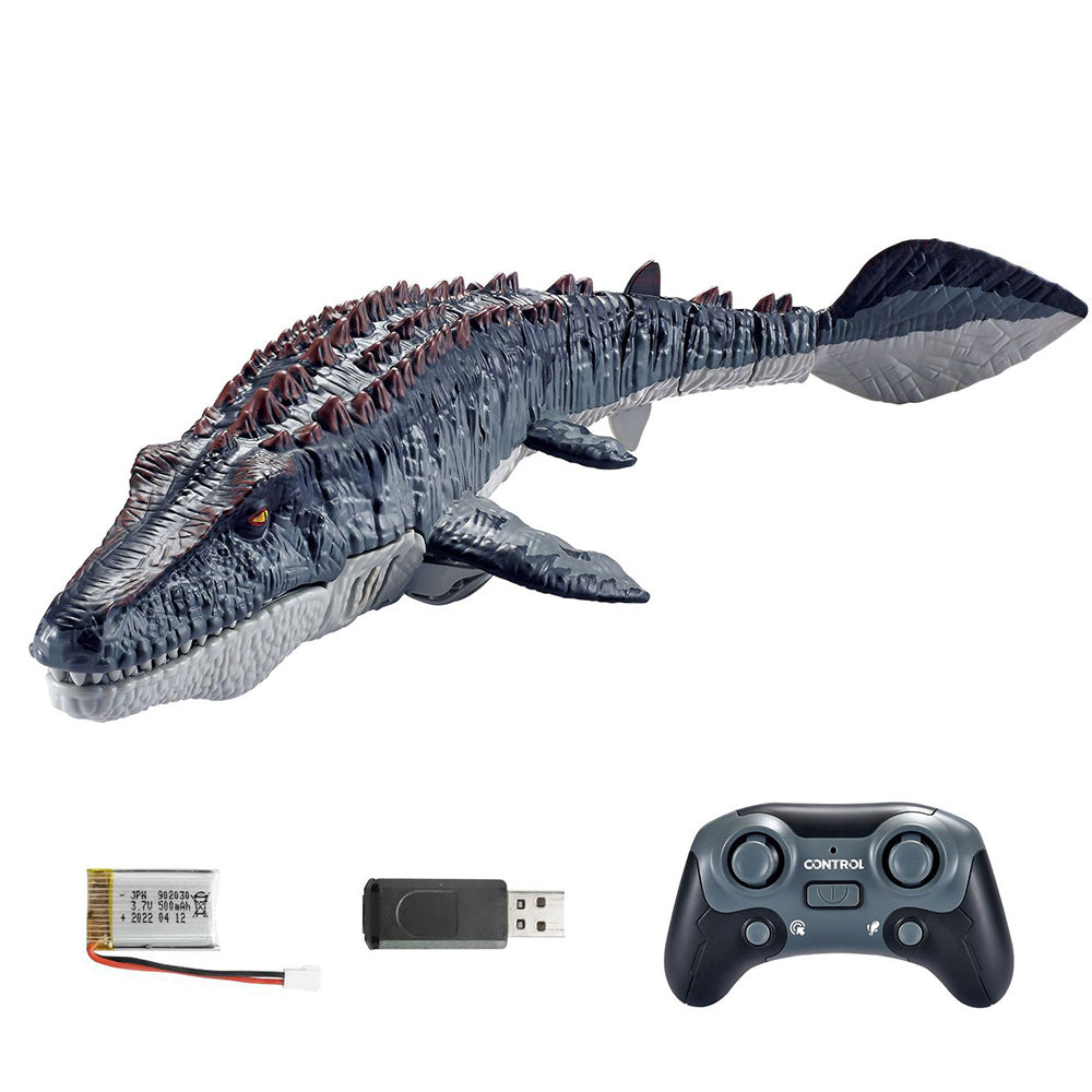 2.4G Remote Control Mosasaurus Dinosaur Pool Toy with Light and Spray Water for Birthday Gift