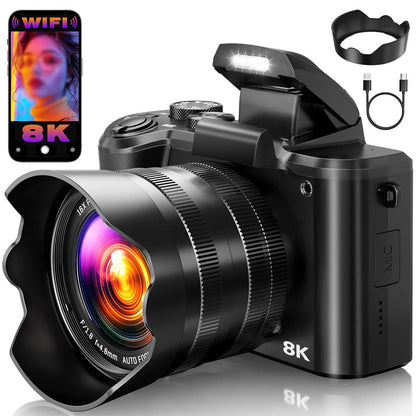8K Digital Cameras for Photography Dual-Len Camera for YouTube