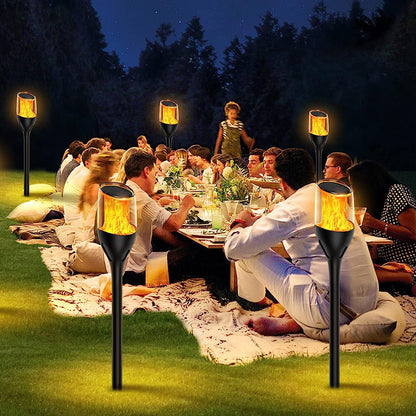 2-Pack 12 LEDs Waterproof Solar Garden Lights Solar Torch Light with Flickering Flame