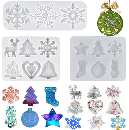 3 Pack Christmas Resin Molds Silicone Ornament Pendant