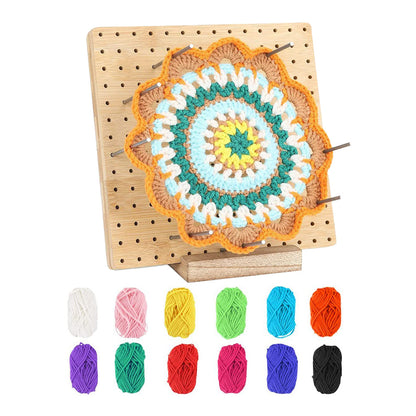 Needlework Blocking Board with 10 Rod Pins for Knitting and Hooking