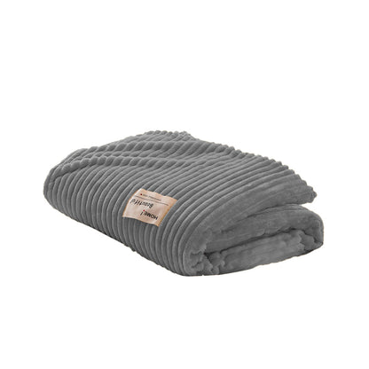 Solid Soft Stripe Pattern Throw Blanket Nap Blanket Sofa Bedding Blanket for All Season Gray