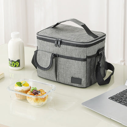 Insulated Lunch Bag Large Capacity with Shoulder Strap-Grey