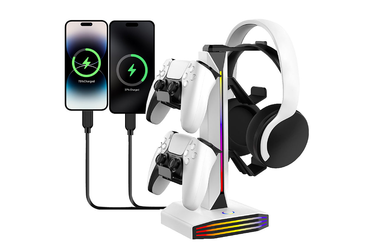 RGB Game Controller Holder Desktop Headset Stand With 9 Light Modes