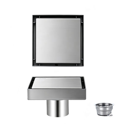 Square Shower Drain with Filter-Silver