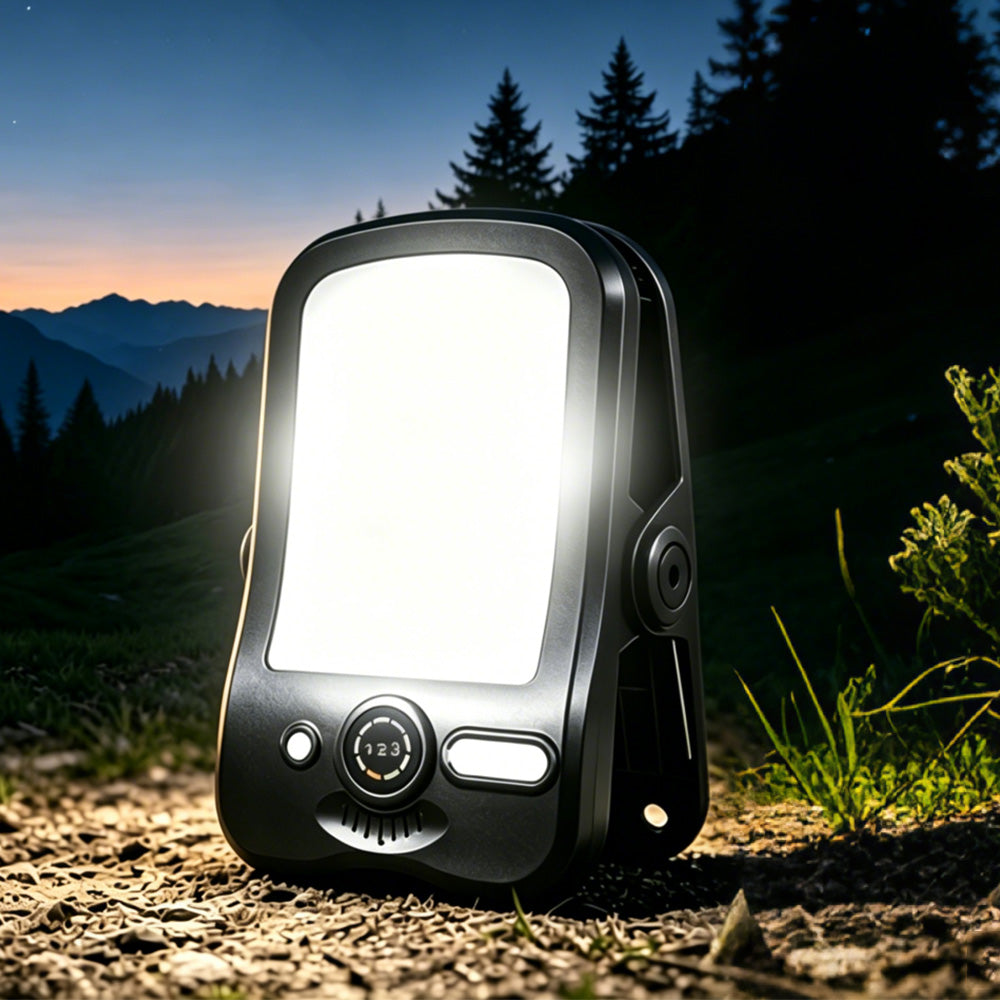 USB Solar Dual Charging Camping Clip Light-Black