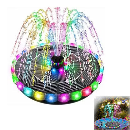 Solar Fountain with RGB Light for Bird Bath