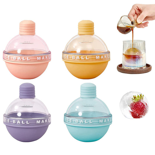 Set of 4 Pcs Light Bulb Shape Silicone Ice Ball Maker Molds- Whiskey Ice Mould Ice Cube Tray