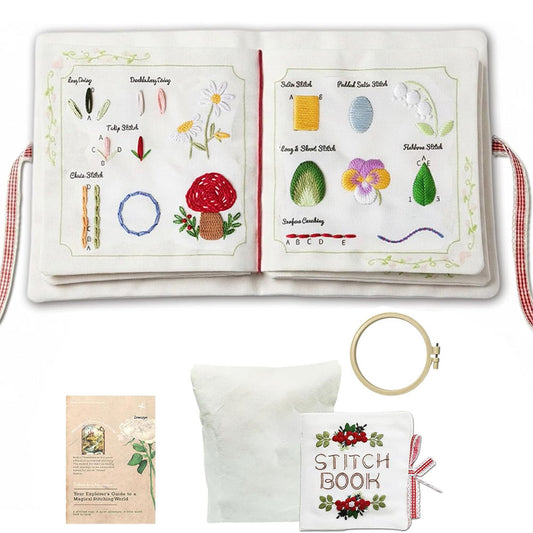 32 Stitch Embroidery Practice Book Kit with Beginner Floral Patterns