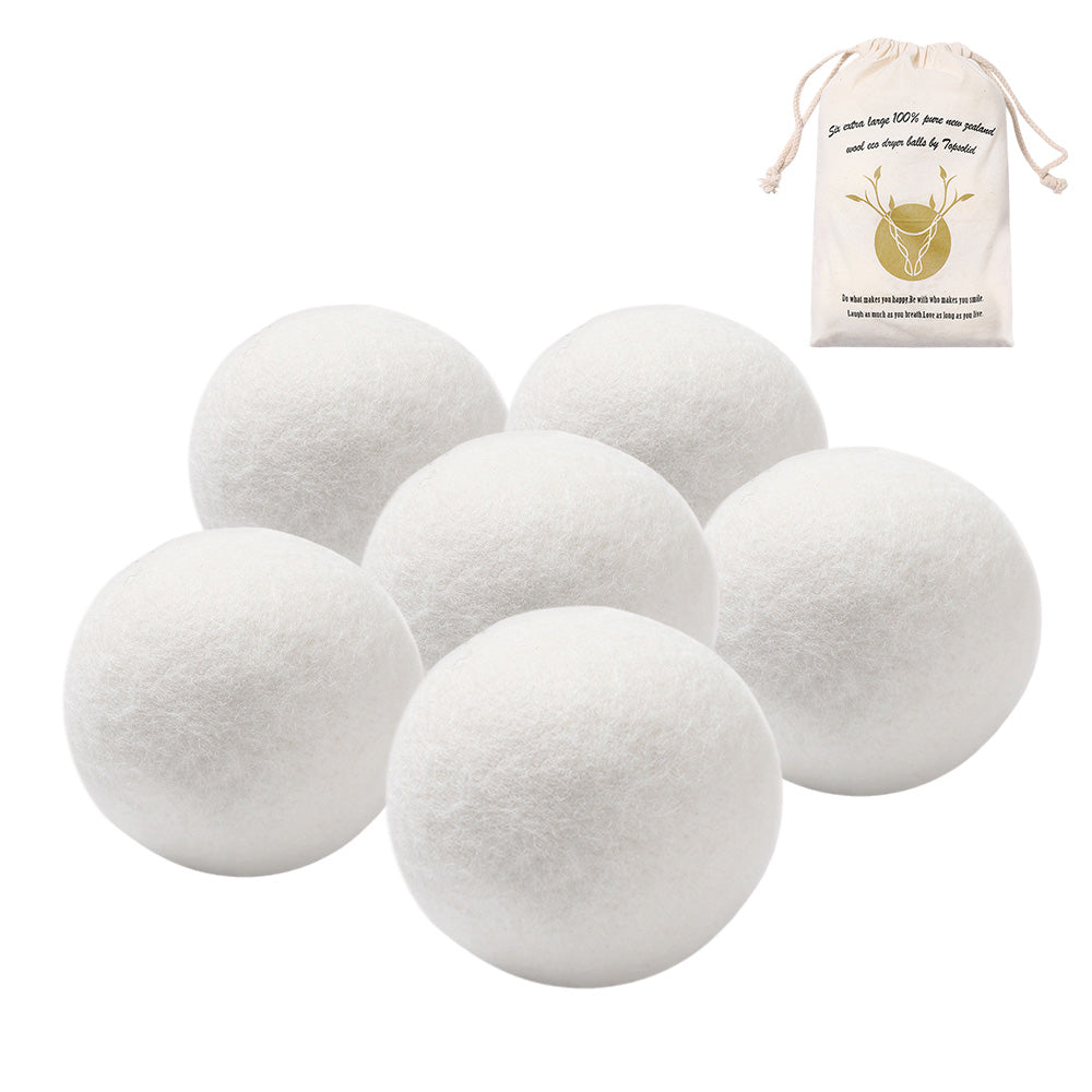 6 Pack Wool Dryer Balls for Softer Laundry and Reduced Static