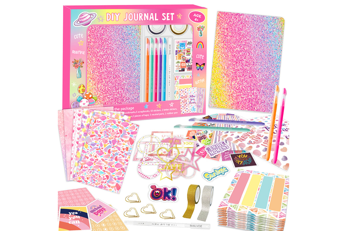 DIY Journal Kit for Girls Age 6 Journaling Art Crafts Kit Scrapbook Diary-Blue