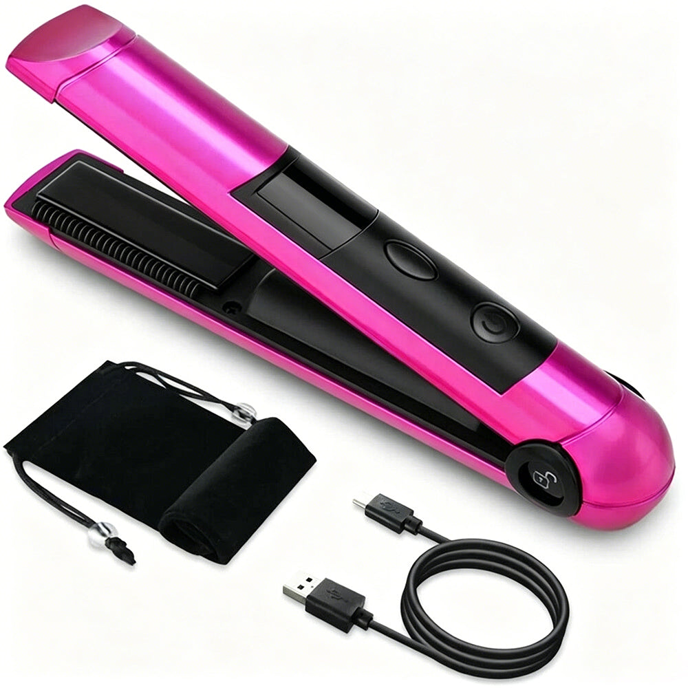 2 in 1 Portable Cordless Hair Straightener and Curling Iron